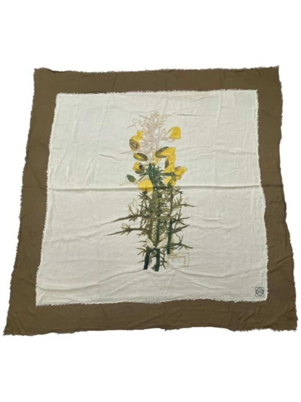 Loewe Macintosh Collection Large Shawl Scarf Botanical Rayon Cashmere Brown
